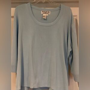 Joseph A Women’s Size 1X 3/4 Sleeve Blue Scoop Neck Sweater